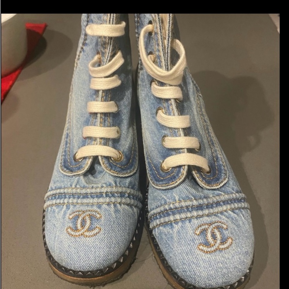 Chanel 💯 Authentic denim boots